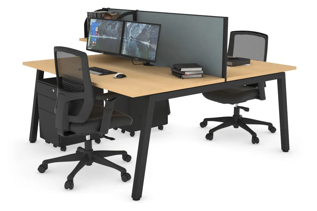Quadro 2 Person Office Workstation [1400L x 800W with Cable Scallop]