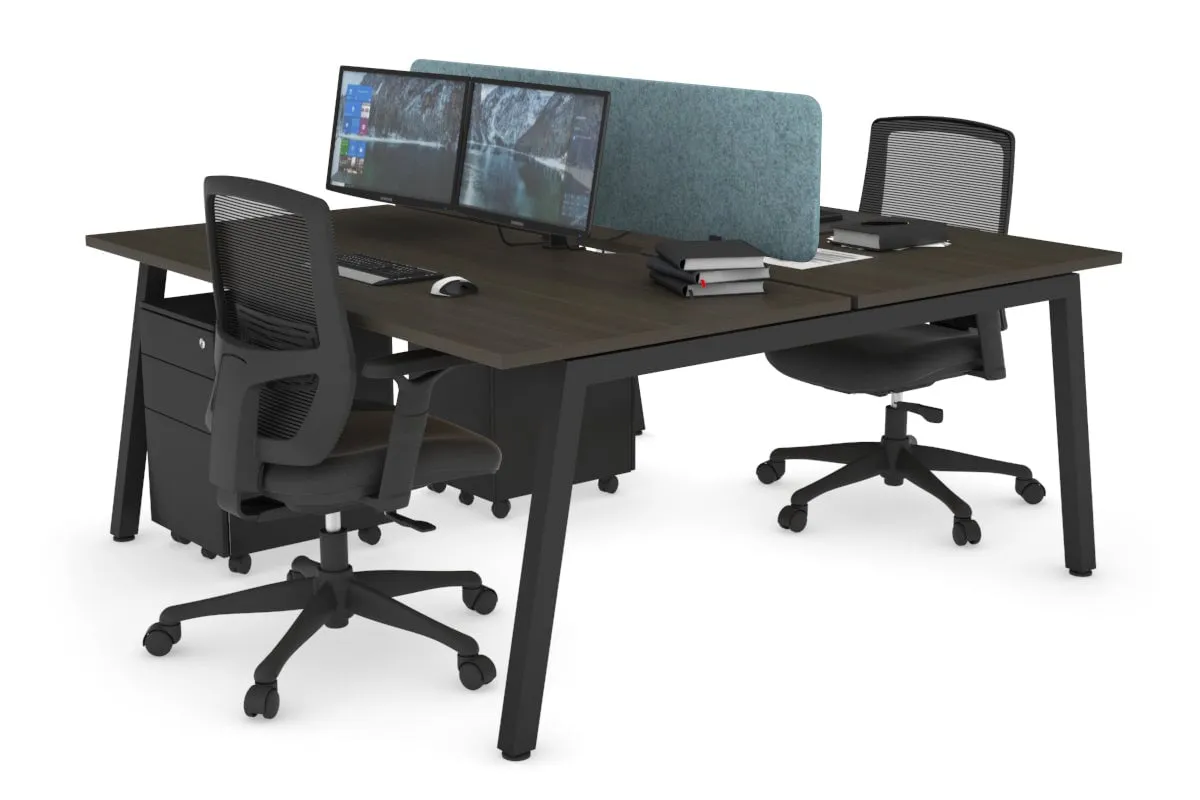 Quadro 2 Person Office Workstation [1400L x 800W with Cable Scallop]
