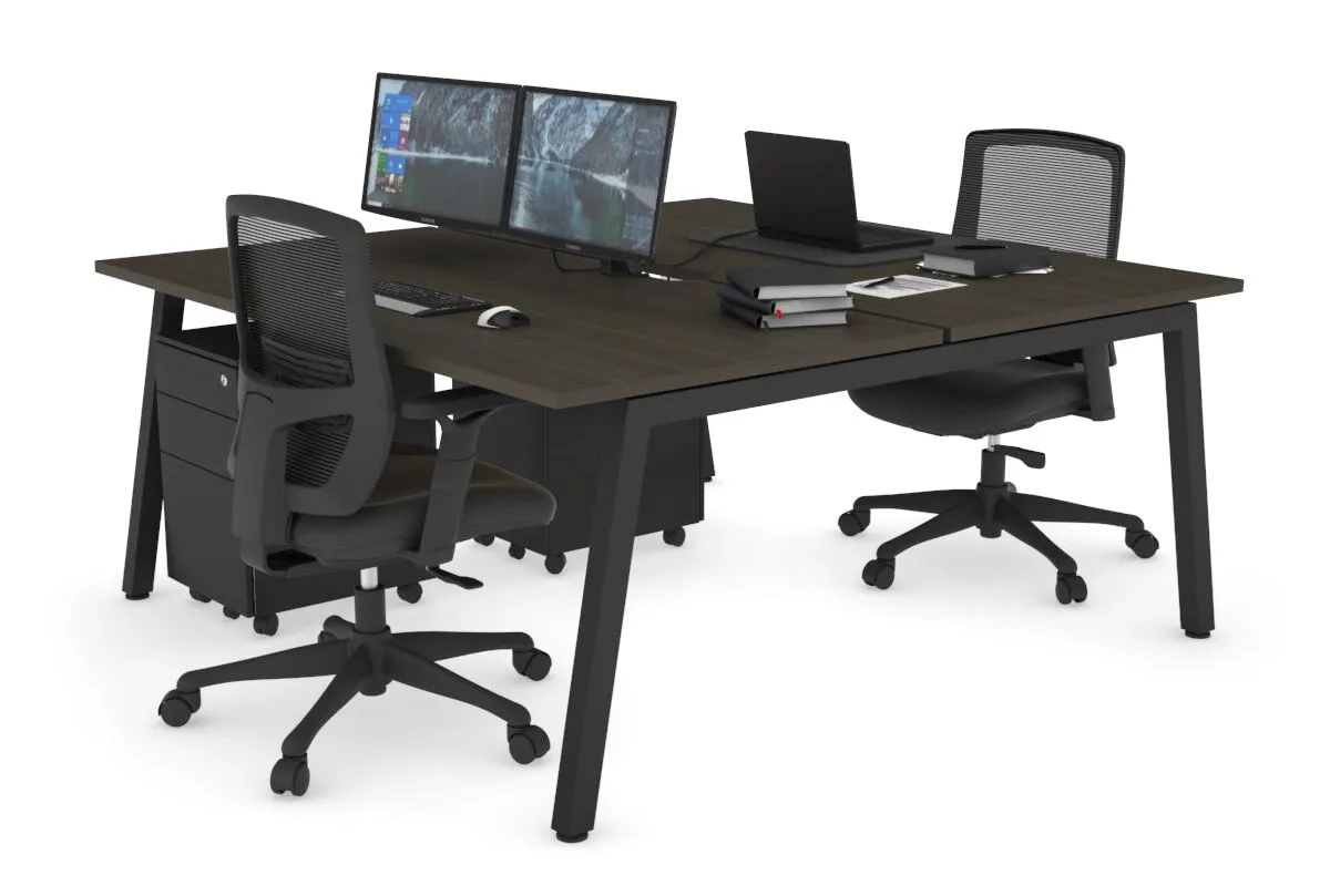 Quadro 2 Person Office Workstation [1400L x 800W with Cable Scallop]