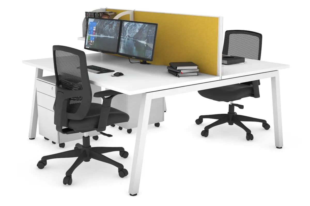Quadro 2 Person Office Workstation [1400L x 800W with Cable Scallop]