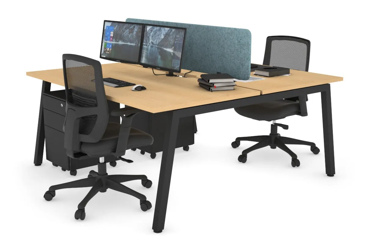 Quadro 2 Person Office Workstation [1400L x 800W with Cable Scallop]
