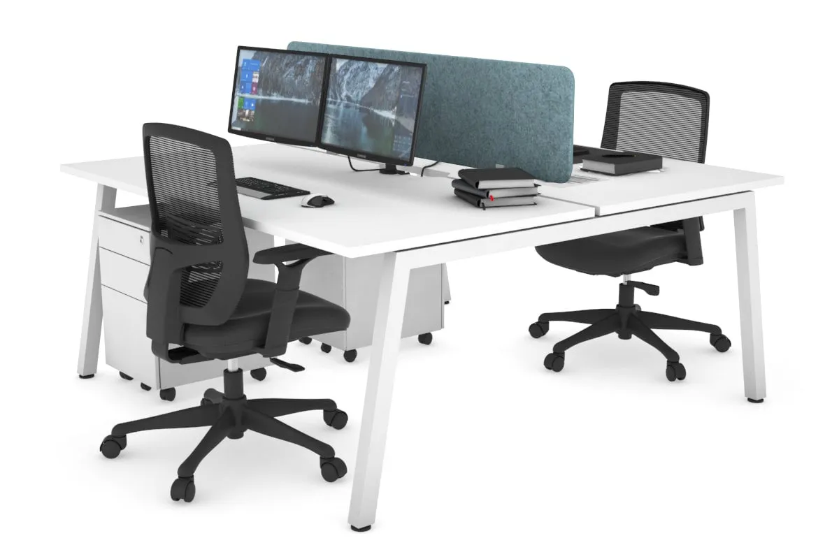 Quadro 2 Person Office Workstation [1400L x 800W with Cable Scallop]