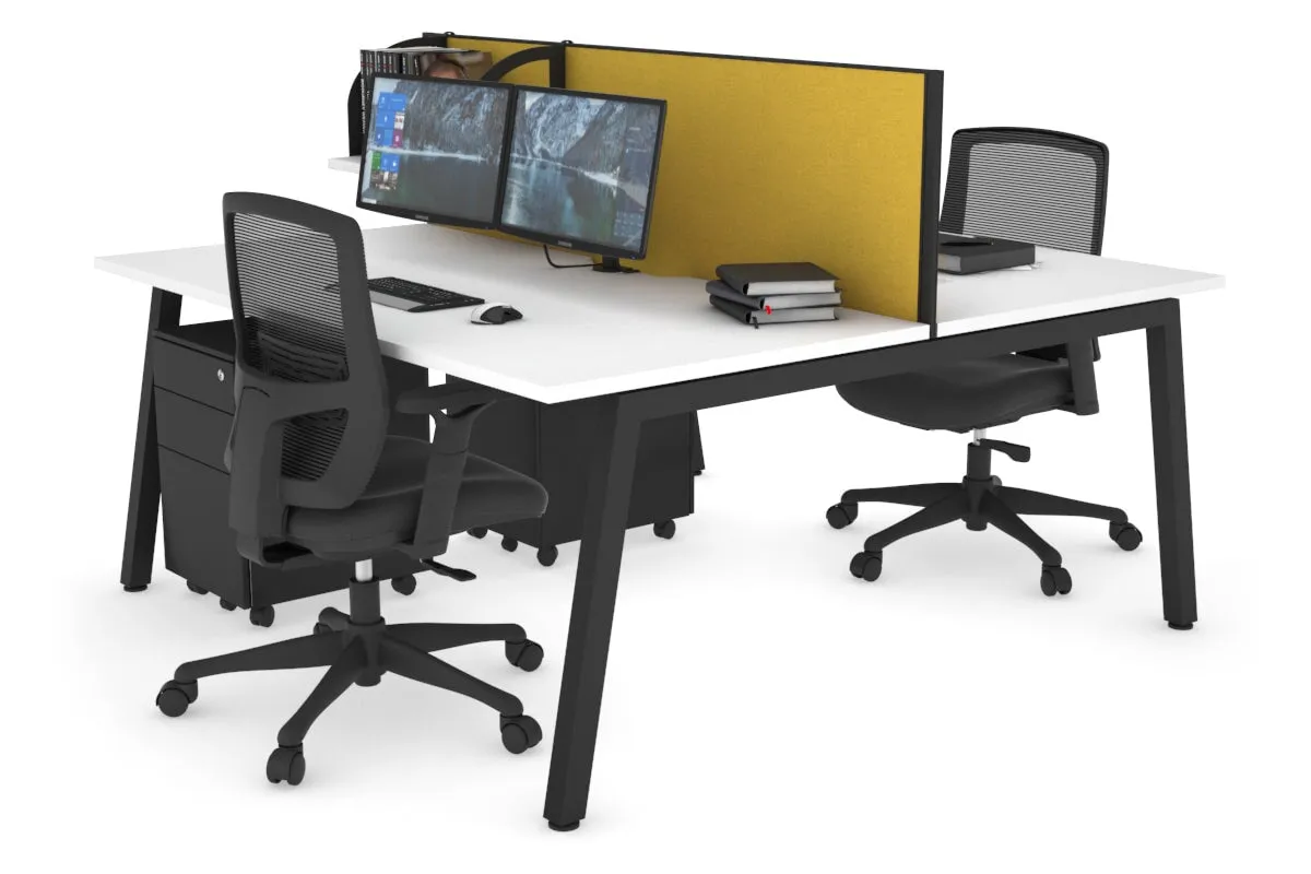 Quadro 2 Person Office Workstation [1400L x 800W with Cable Scallop]