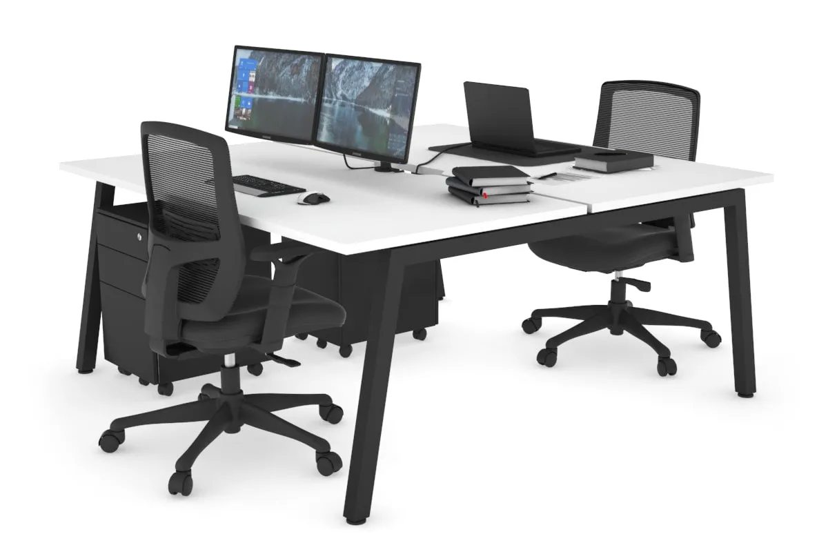 Quadro 2 Person Office Workstation [1400L x 800W with Cable Scallop]