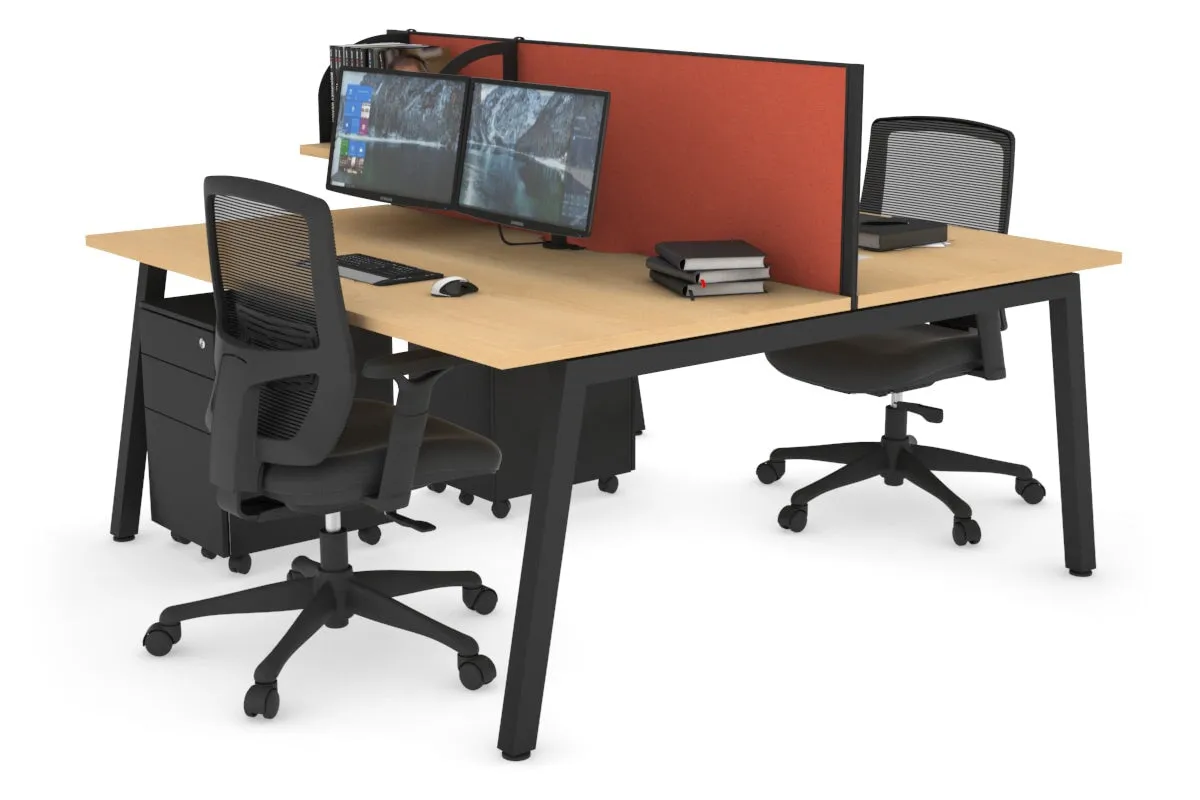 Quadro 2 Person Office Workstation [1400L x 800W with Cable Scallop]