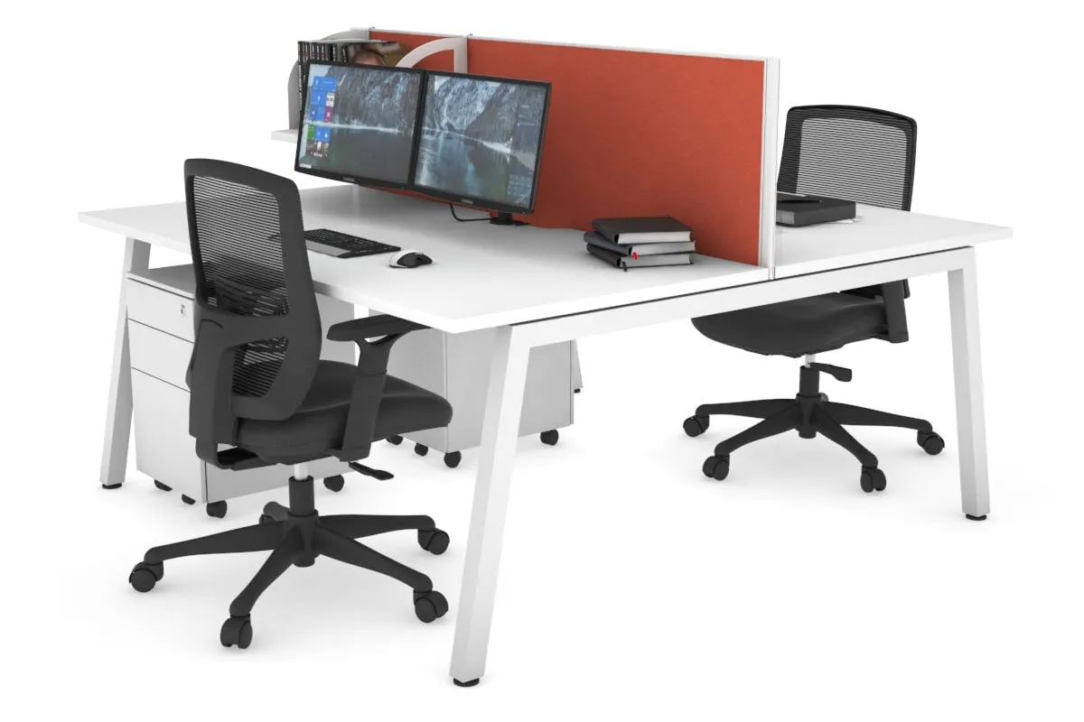 Quadro 2 Person Office Workstation [1400L x 800W with Cable Scallop]
