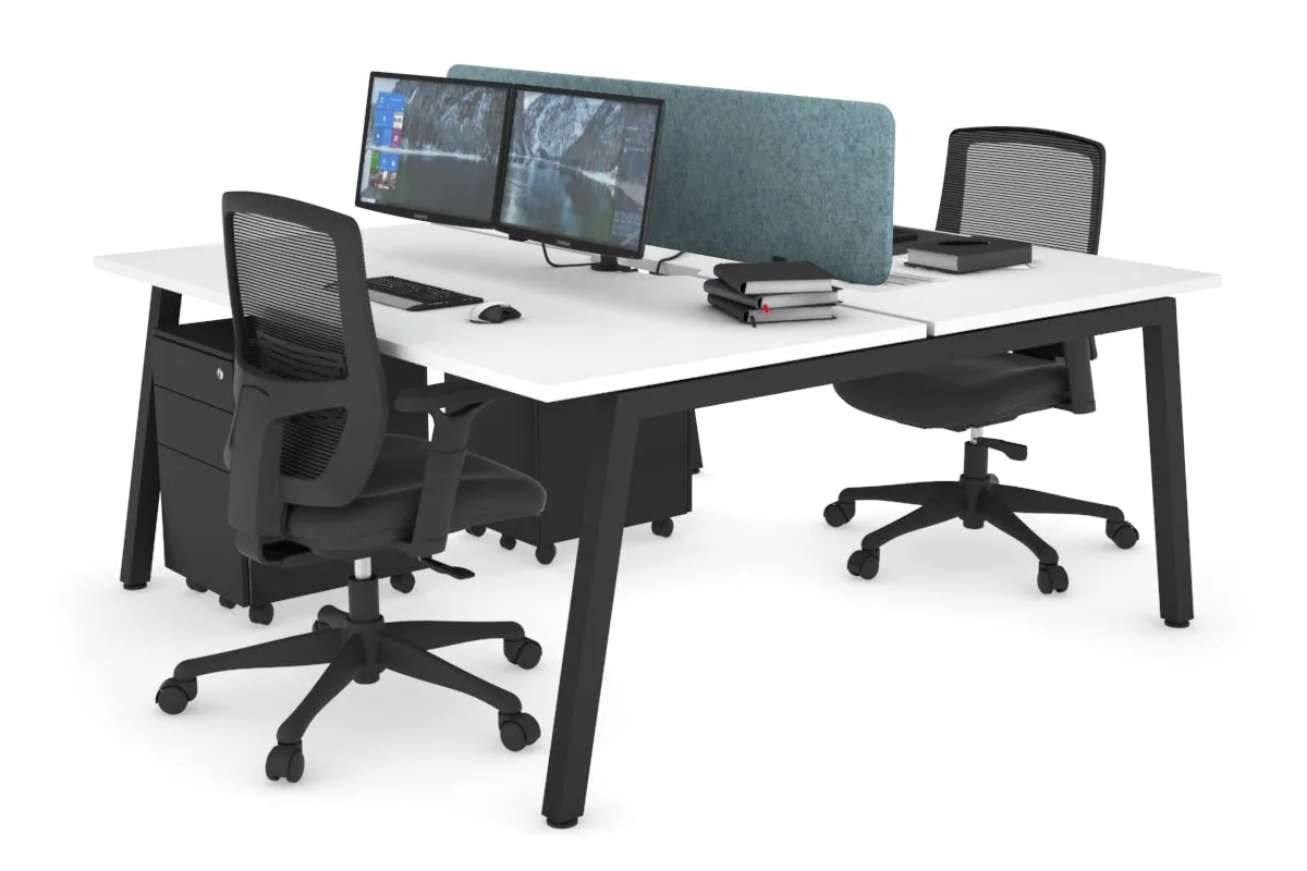 Quadro 2 Person Office Workstation [1400L x 800W with Cable Scallop]