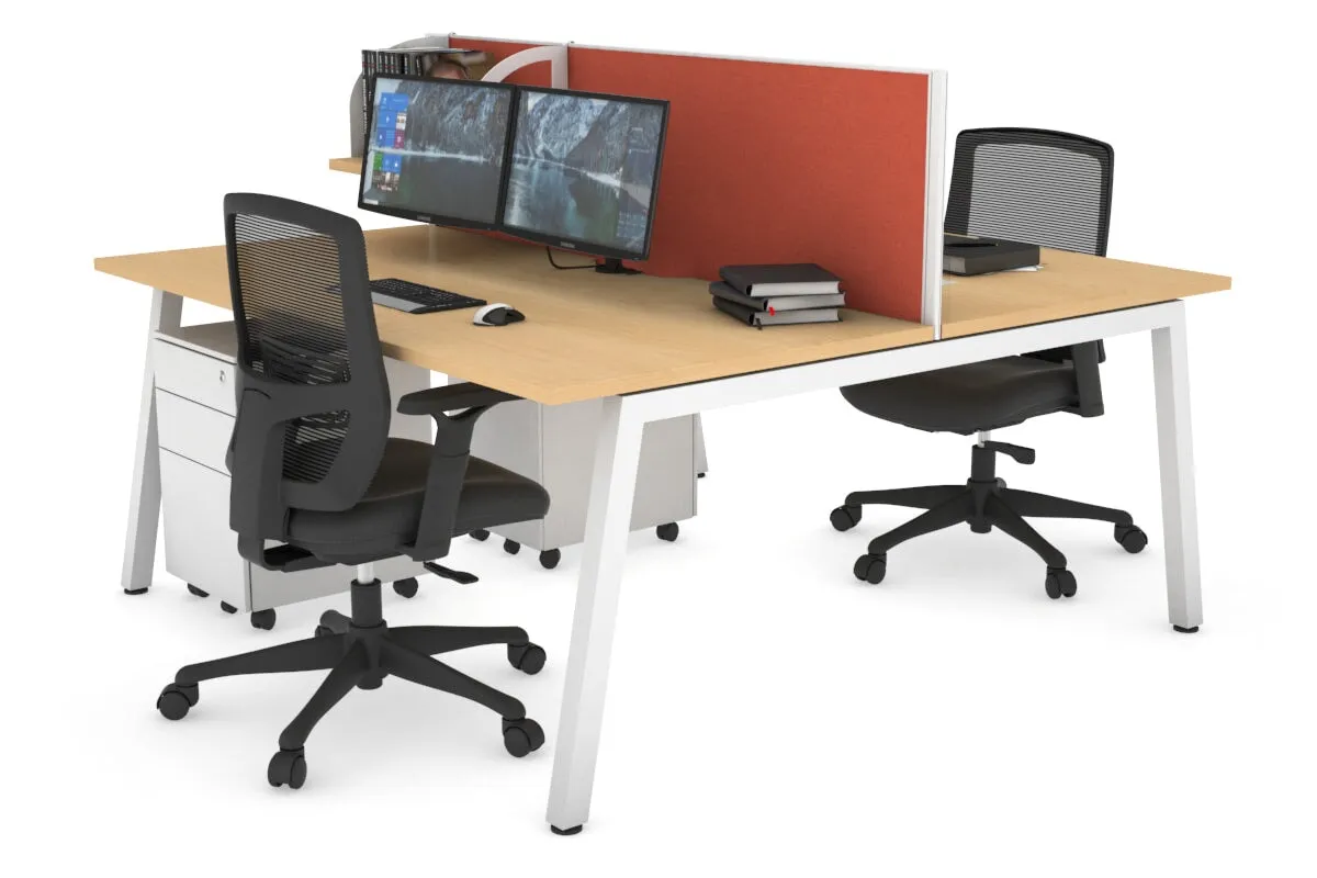 Quadro 2 Person Office Workstation [1400L x 800W with Cable Scallop]