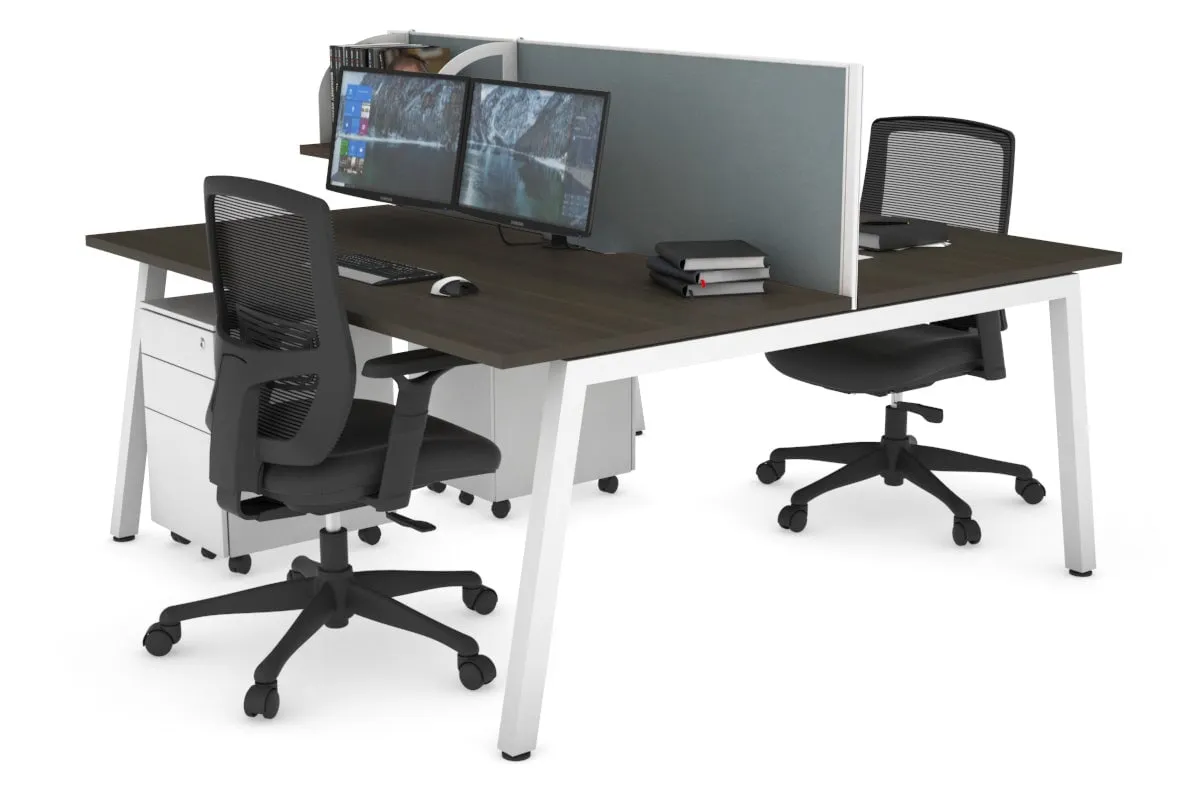 Quadro 2 Person Office Workstation [1400L x 800W with Cable Scallop]