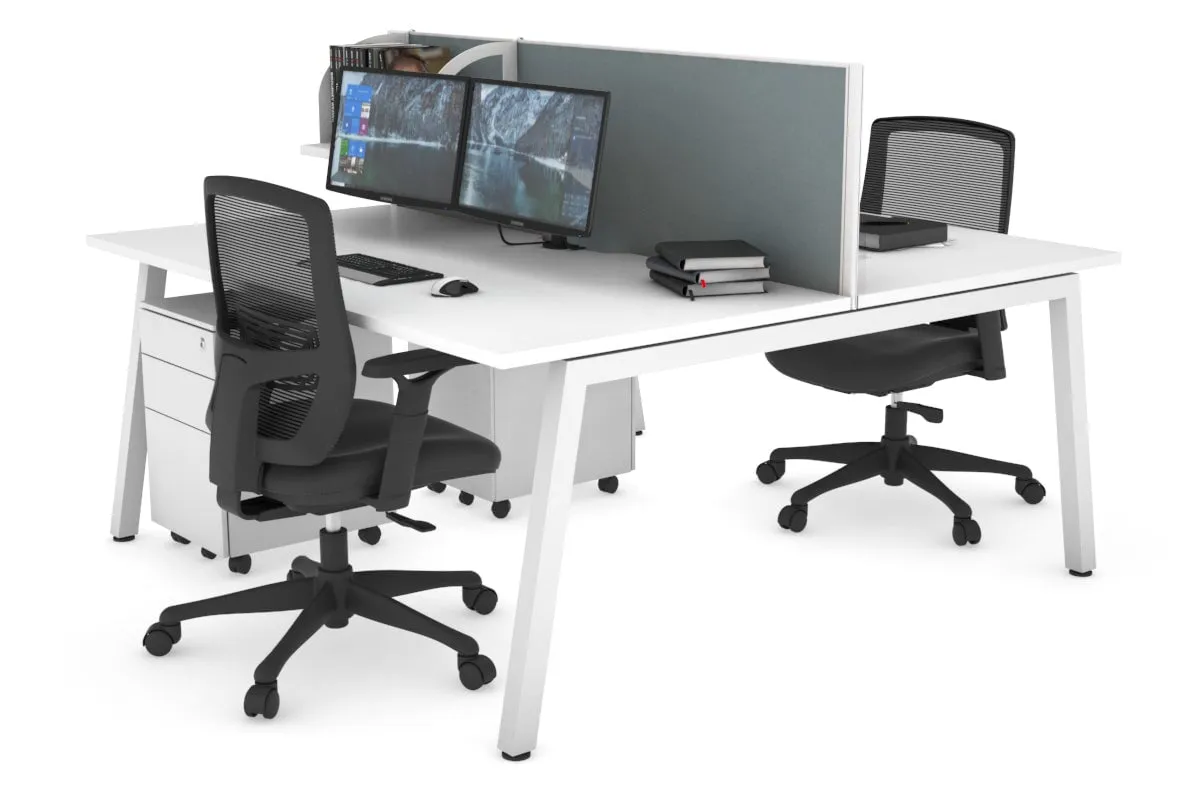 Quadro 2 Person Office Workstation [1400L x 800W with Cable Scallop]