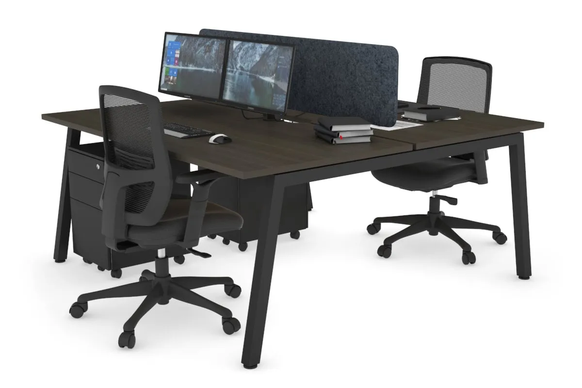 Quadro 2 Person Office Workstation [1400L x 800W with Cable Scallop]