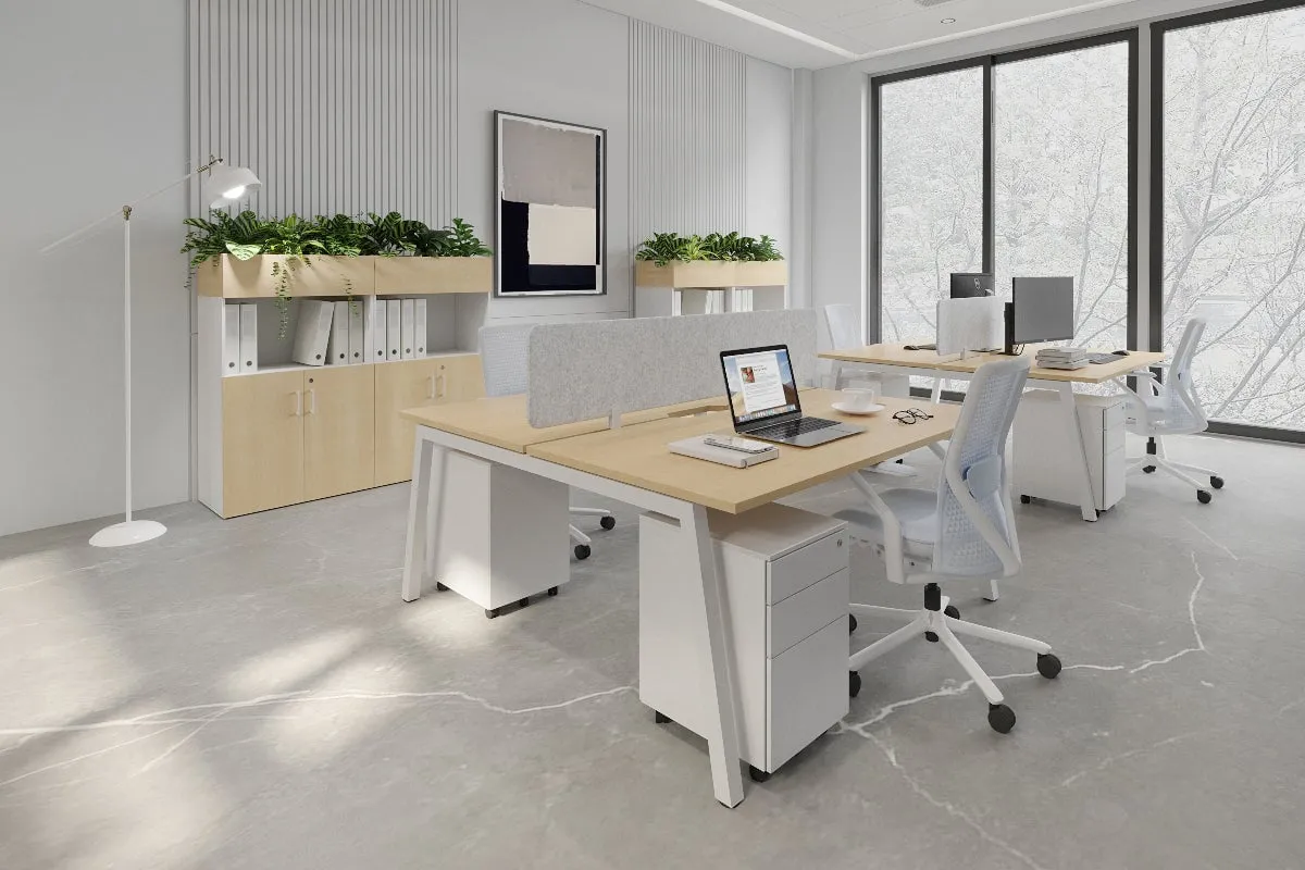 Quadro 2 Person Office Workstation [1400L x 800W with Cable Scallop]