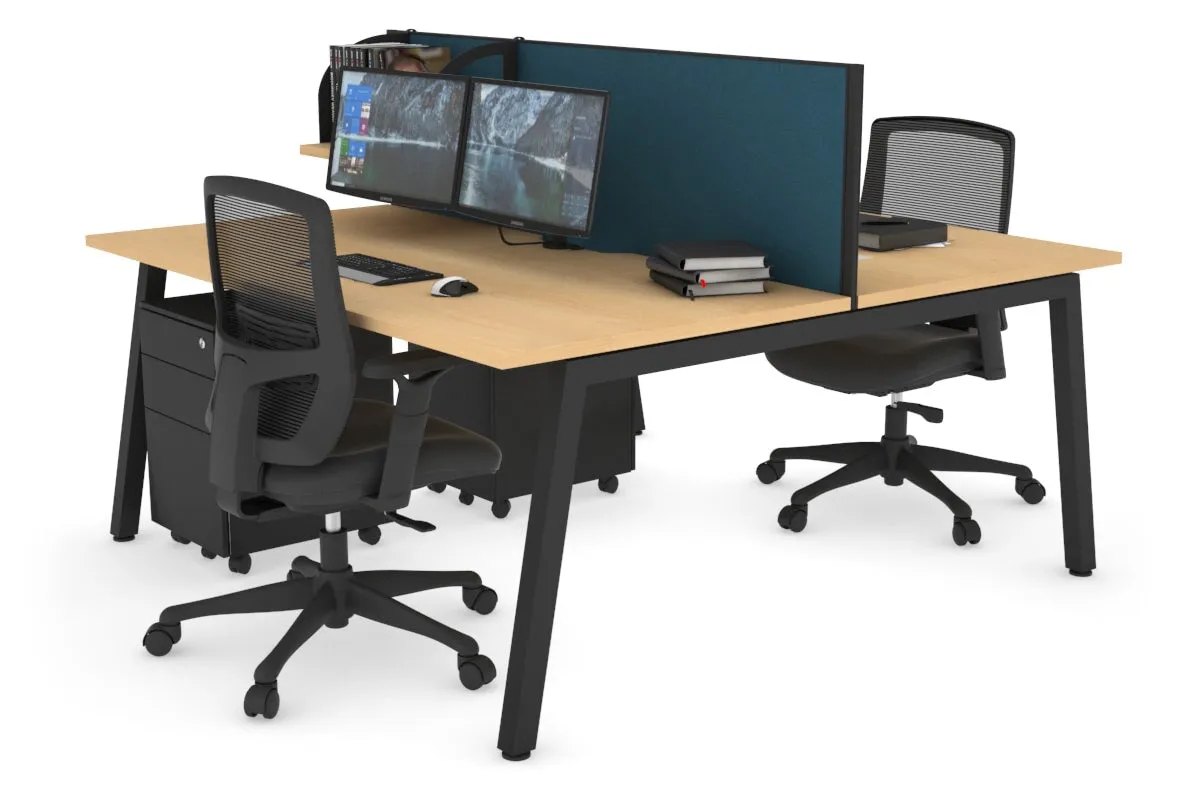 Quadro 2 Person Office Workstation [1400L x 800W with Cable Scallop]