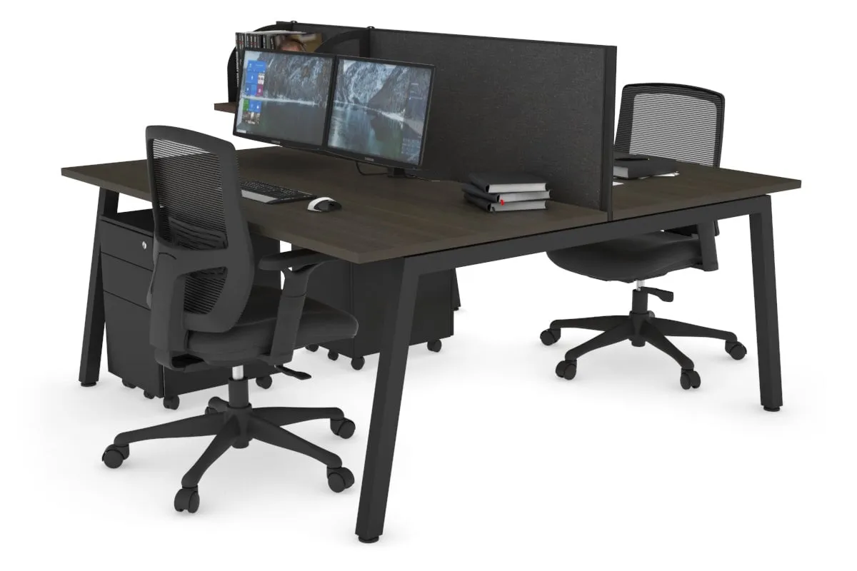 Quadro 2 Person Office Workstation [1400L x 800W with Cable Scallop]