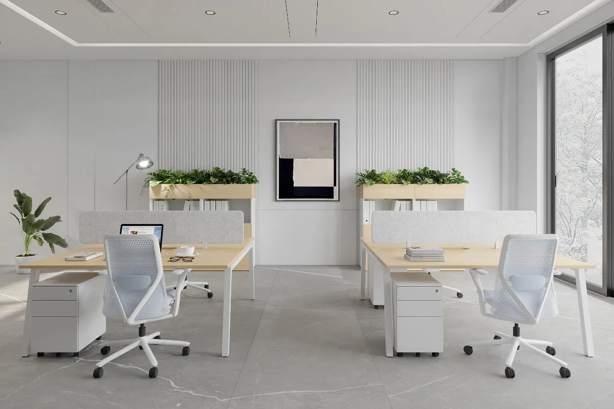 Quadro 2 Person Office Workstation [1400L x 800W with Cable Scallop]