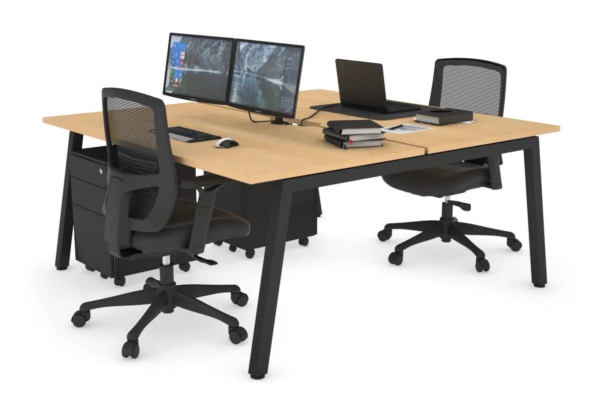 Quadro 2 Person Office Workstation [1400L x 800W with Cable Scallop]
