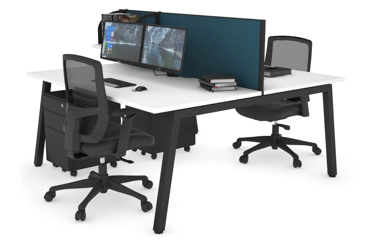 Quadro 2 Person Office Workstation [1400L x 800W with Cable Scallop]