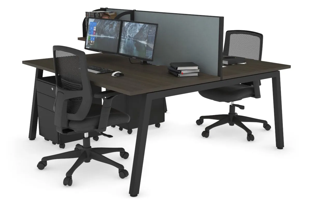 Quadro 2 Person Office Workstation [1400L x 800W with Cable Scallop]