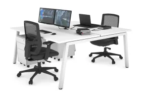 Quadro 2 Person Office Workstation [1400L x 800W with Cable Scallop]
