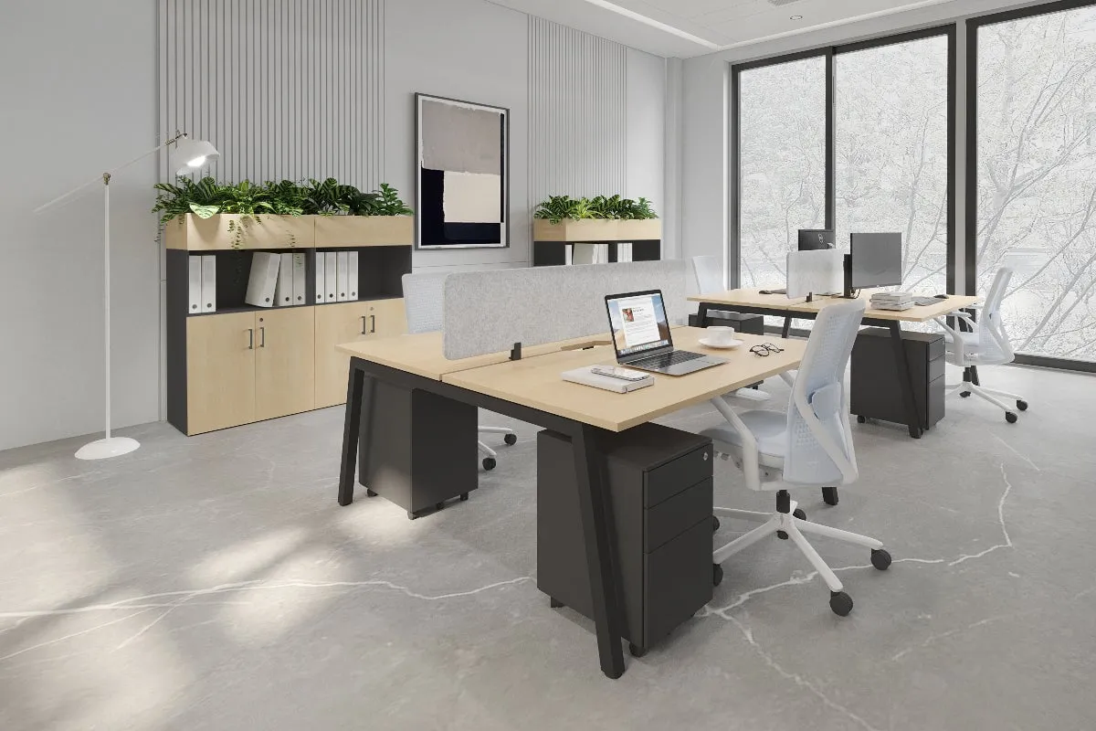 Quadro 2 Person Office Workstation [1400L x 800W with Cable Scallop]