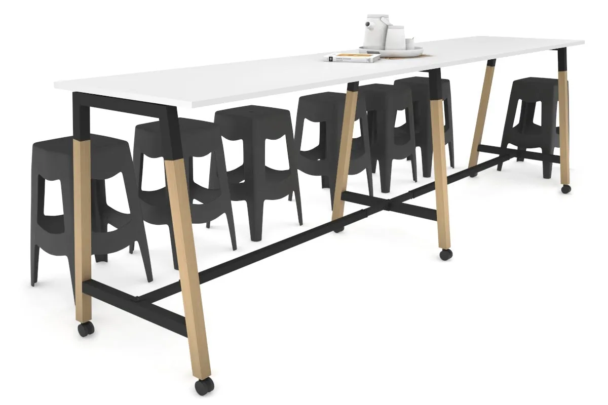 Quadro A Legs Large Counter Table - Wood Legs Cross Beam [3200L x 700W]