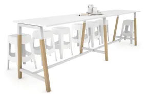 Quadro A Legs Large Counter Table - Wood Legs Cross Beam [3200L x 700W]