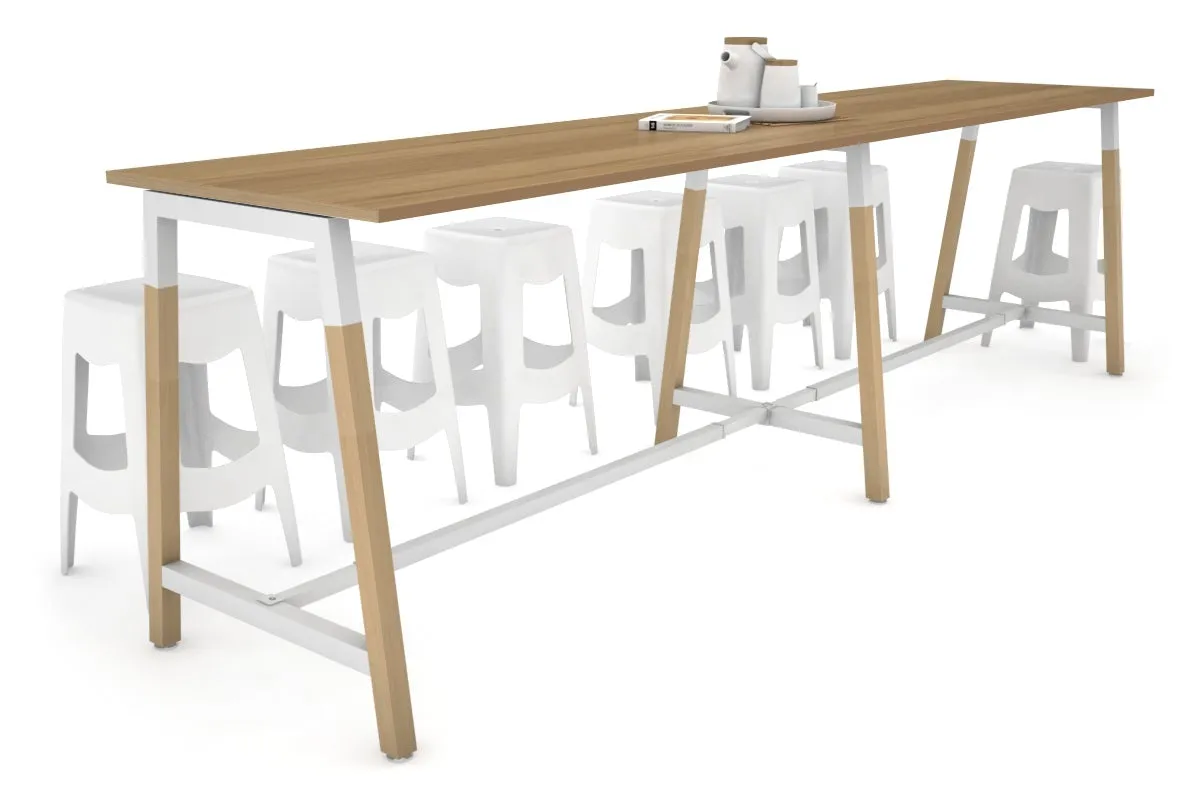 Quadro A Legs Large Counter Table - Wood Legs Cross Beam [3200L x 700W]