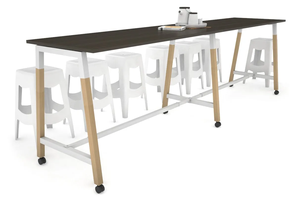 Quadro A Legs Large Counter Table - Wood Legs Cross Beam [3200L x 700W]
