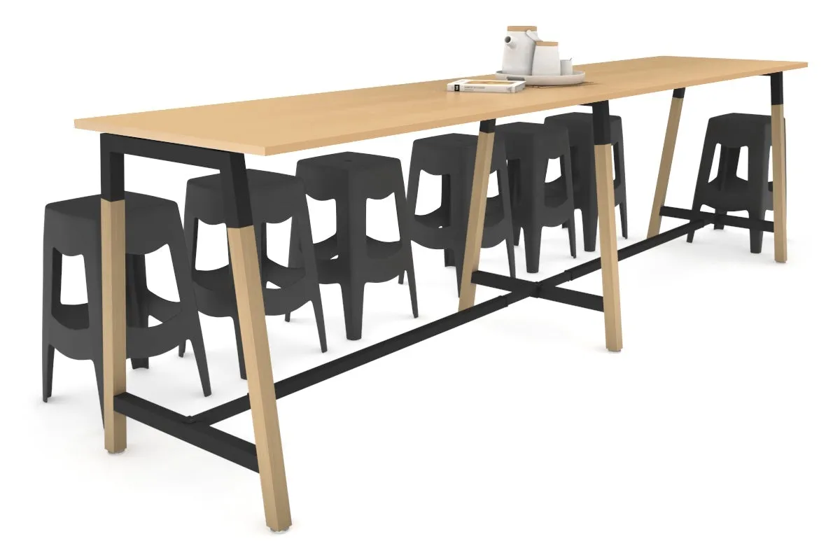 Quadro A Legs Large Counter Table - Wood Legs Cross Beam [3200L x 700W]