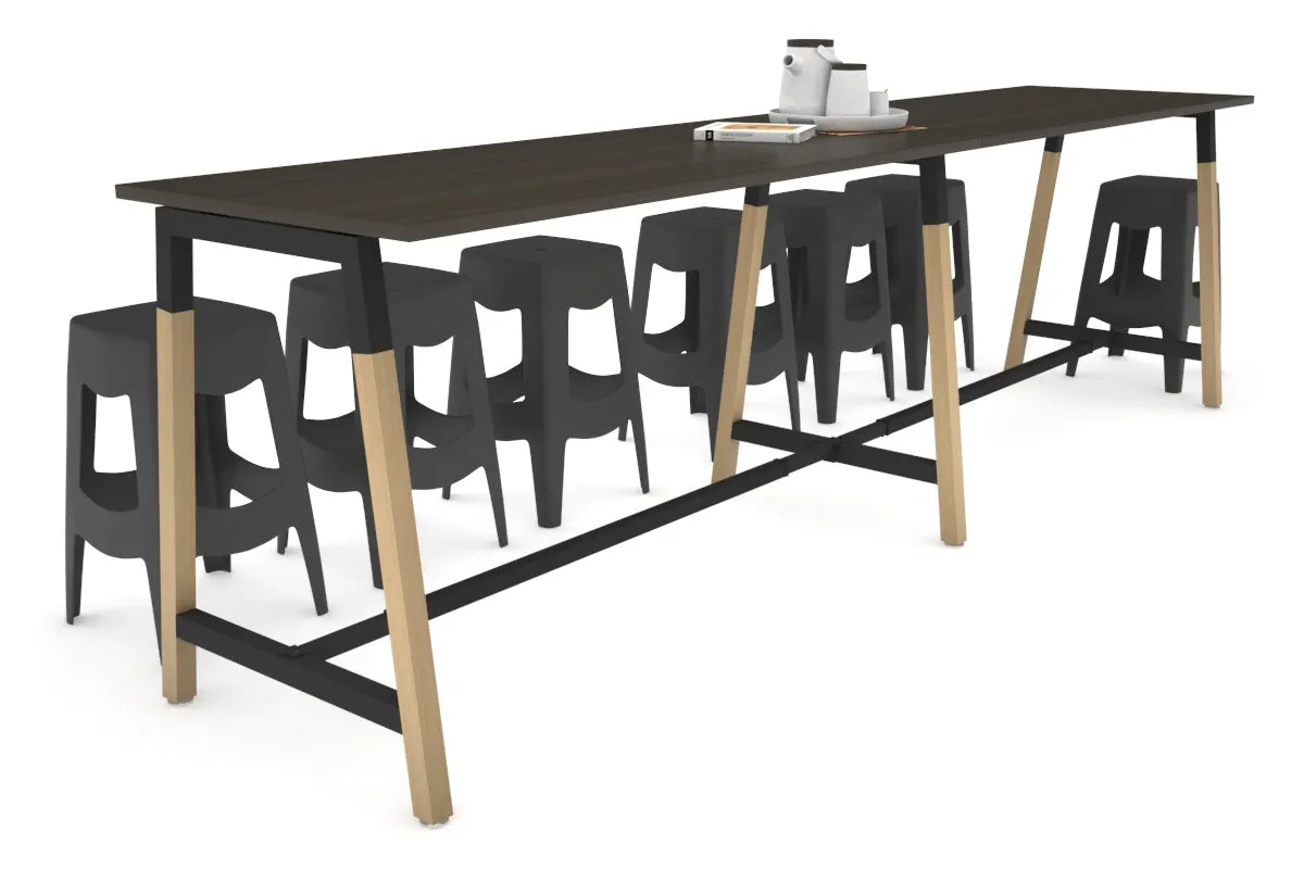Quadro A Legs Large Counter Table - Wood Legs Cross Beam [3200L x 700W]