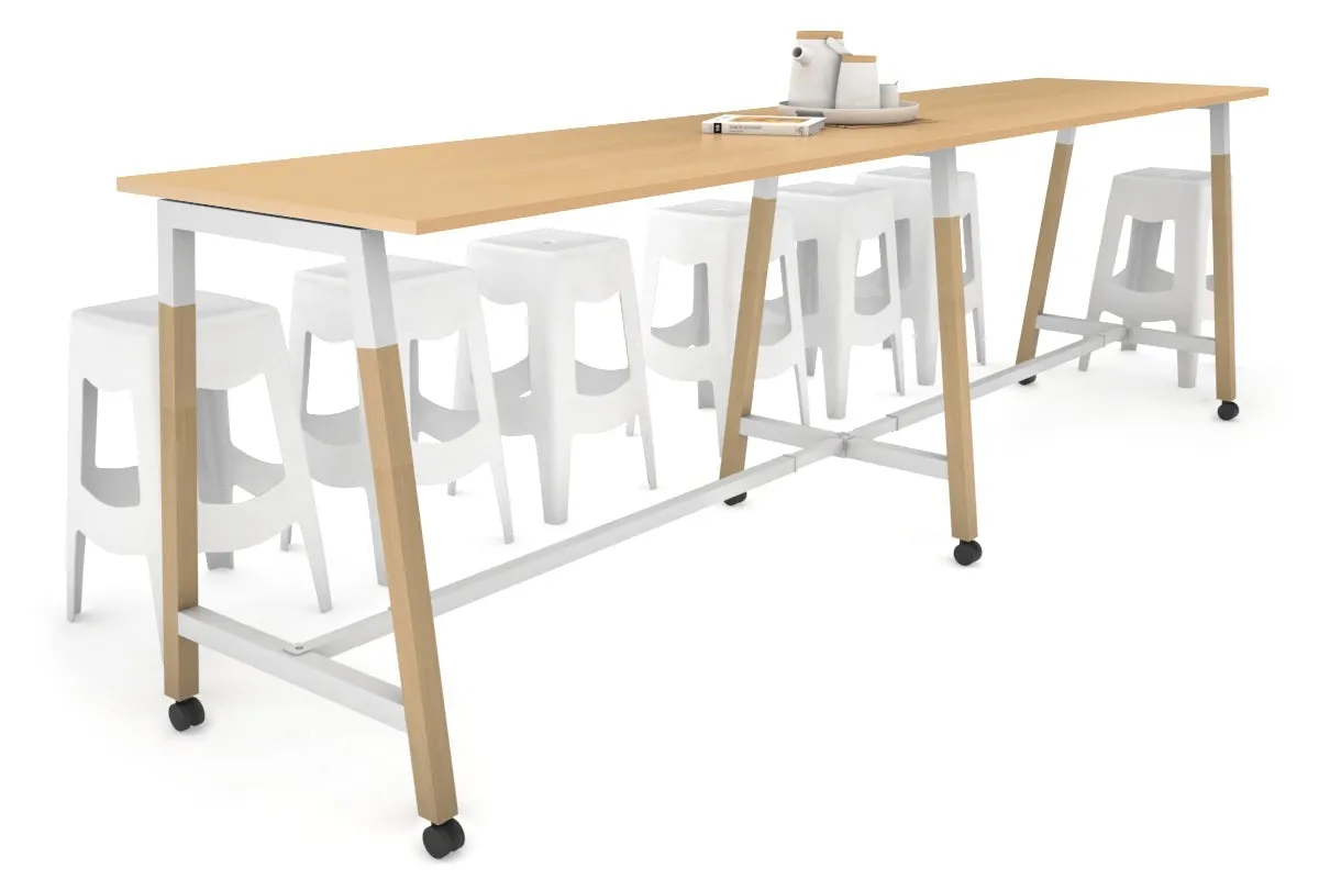 Quadro A Legs Large Counter Table - Wood Legs Cross Beam [3200L x 700W]