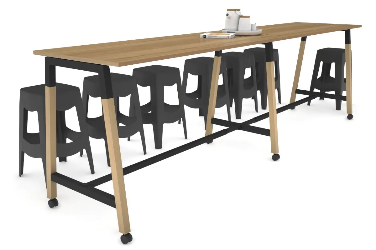 Quadro A Legs Large Counter Table - Wood Legs Cross Beam [3200L x 700W]