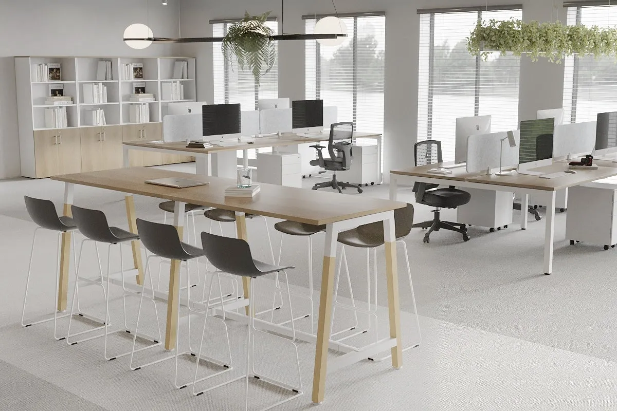 Quadro A Legs Large Counter Table - Wood Legs Cross Beam [3200L x 700W]