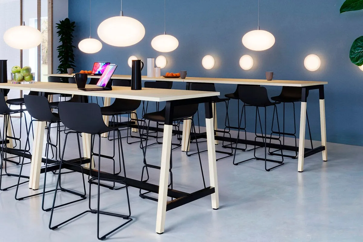 Quadro A Legs Large Counter Table - Wood Legs Cross Beam [3200L x 700W]