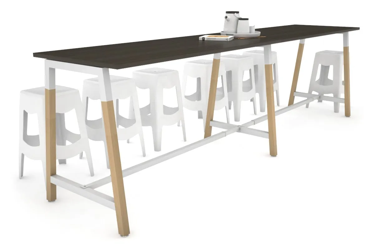 Quadro A Legs Large Counter Table - Wood Legs Cross Beam [3200L x 700W]