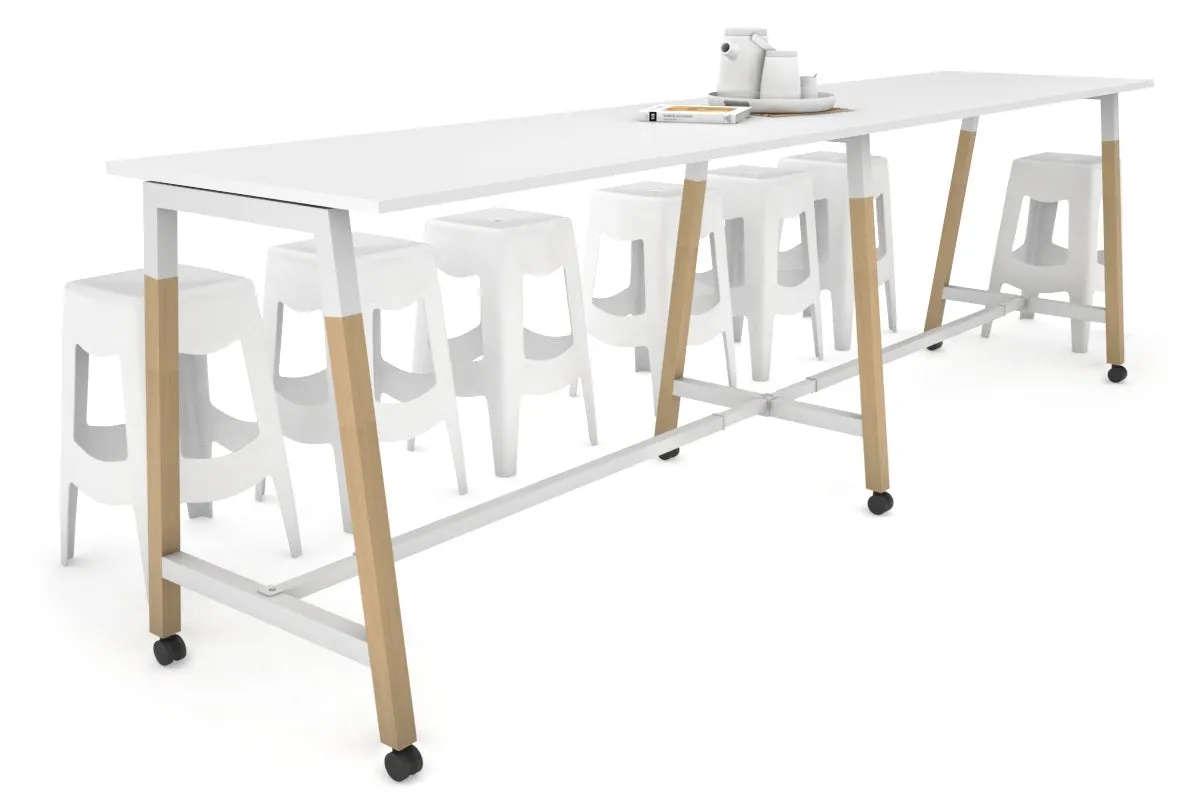 Quadro A Legs Large Counter Table - Wood Legs Cross Beam [3200L x 700W]