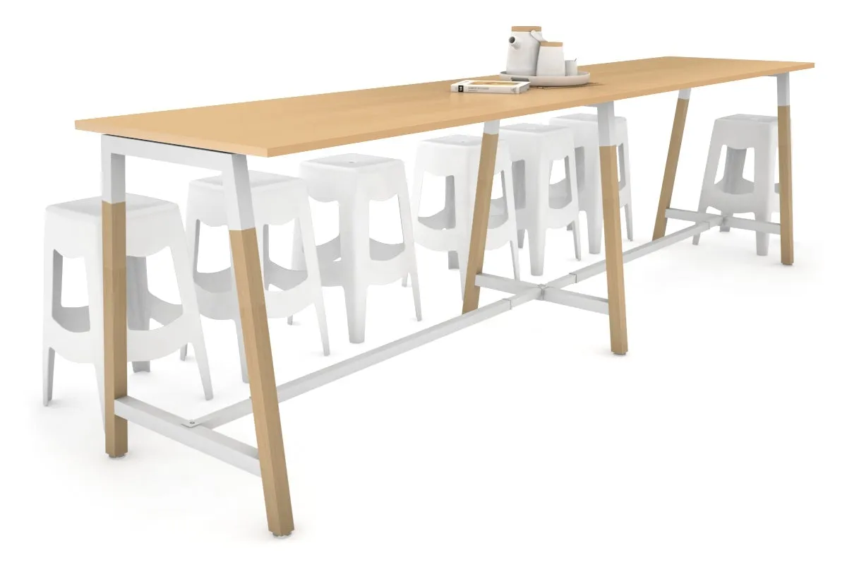 Quadro A Legs Large Counter Table - Wood Legs Cross Beam [3200L x 700W]