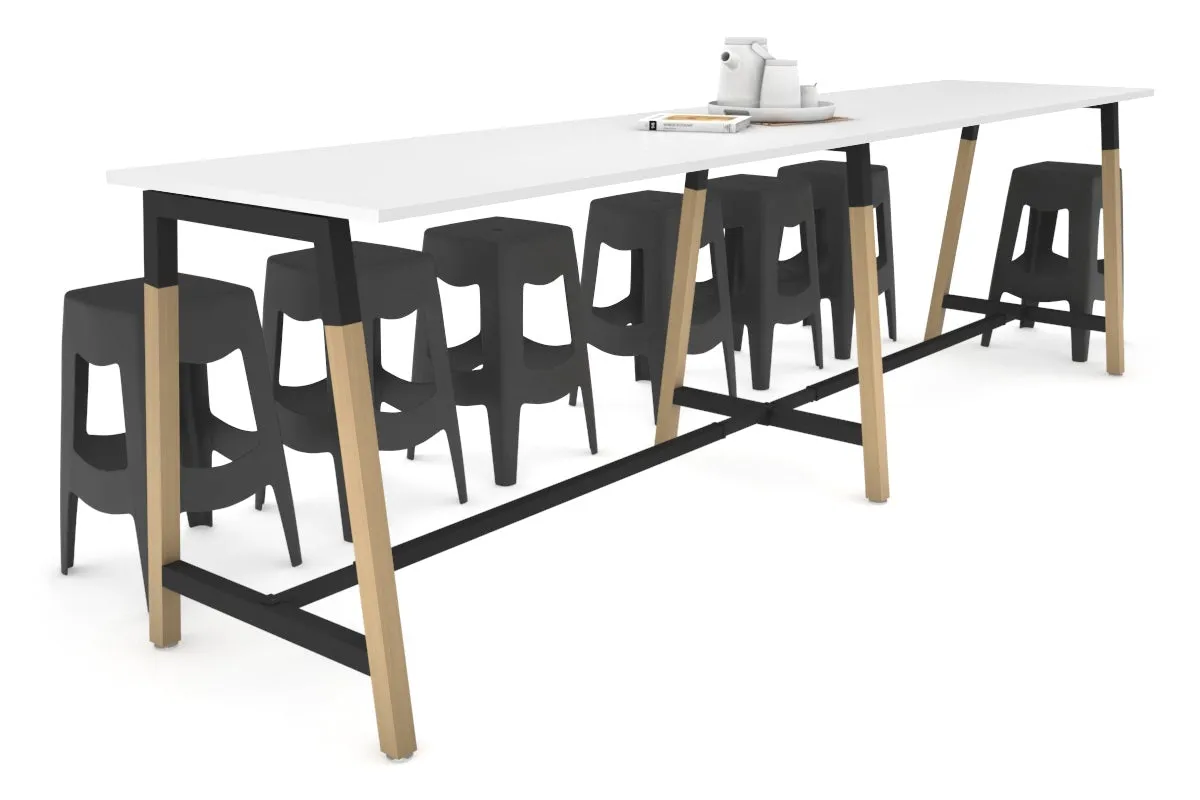 Quadro A Legs Large Counter Table - Wood Legs Cross Beam [3200L x 700W]