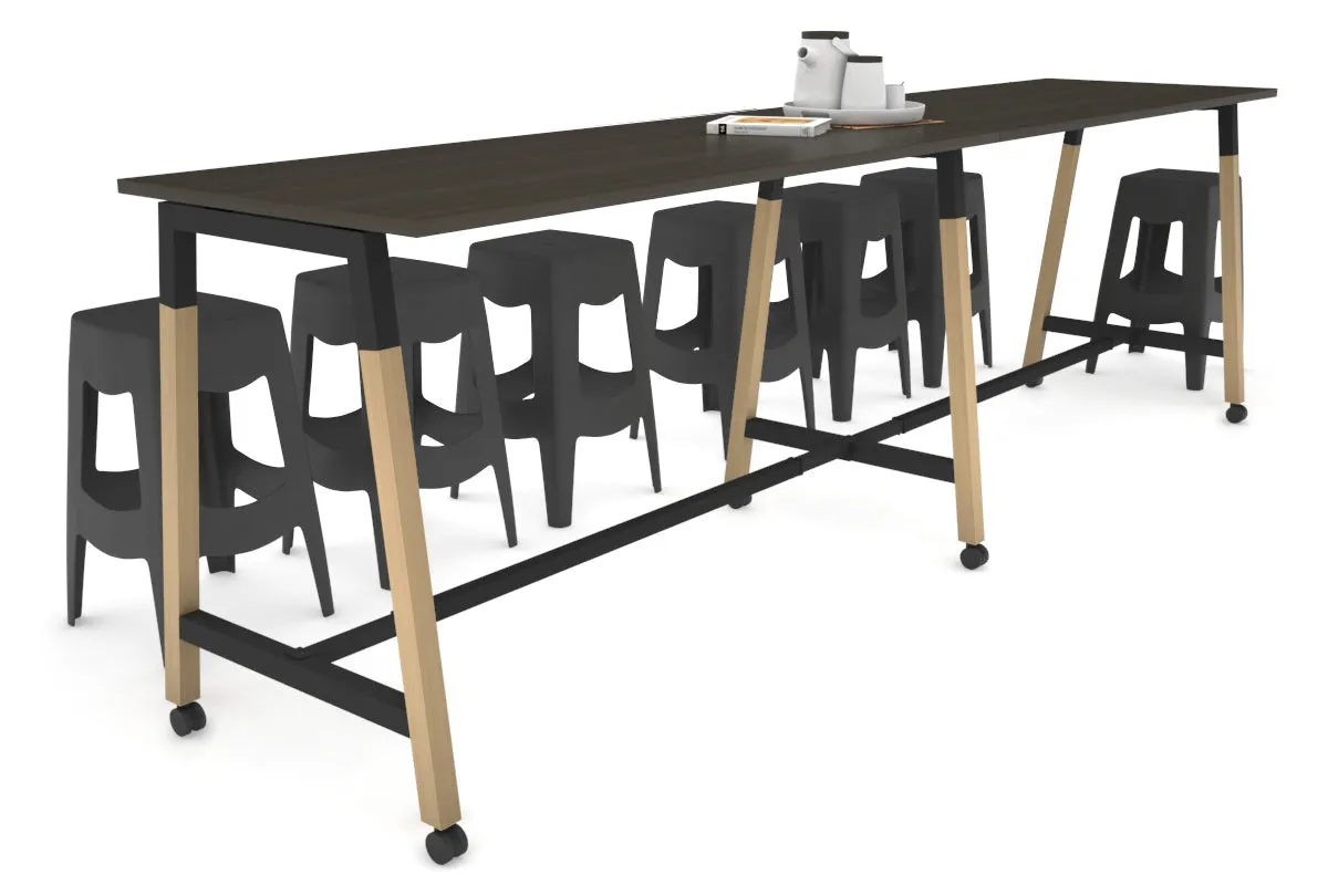 Quadro A Legs Large Counter Table - Wood Legs Cross Beam [3200L x 700W]
