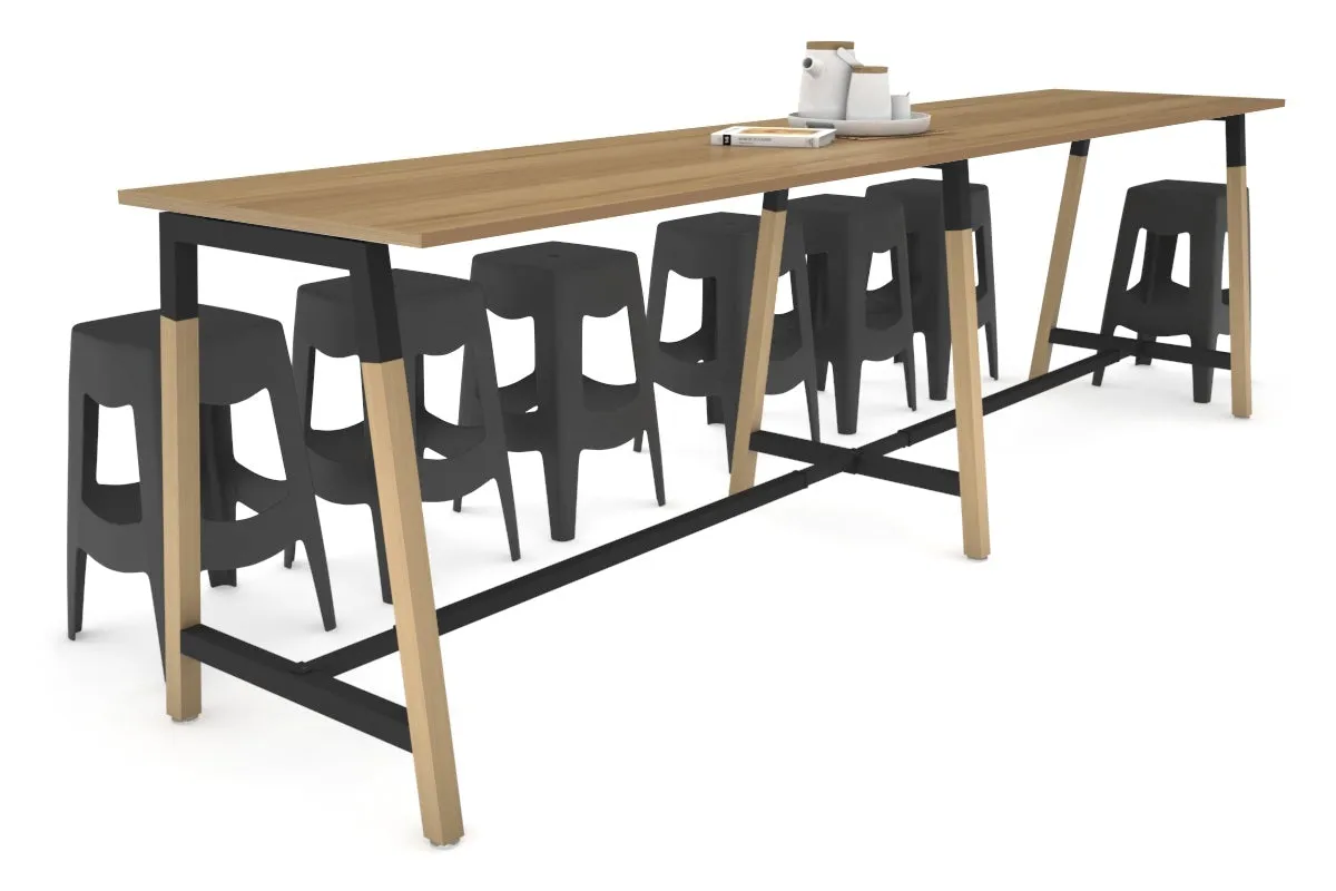 Quadro A Legs Large Counter Table - Wood Legs Cross Beam [3200L x 700W]