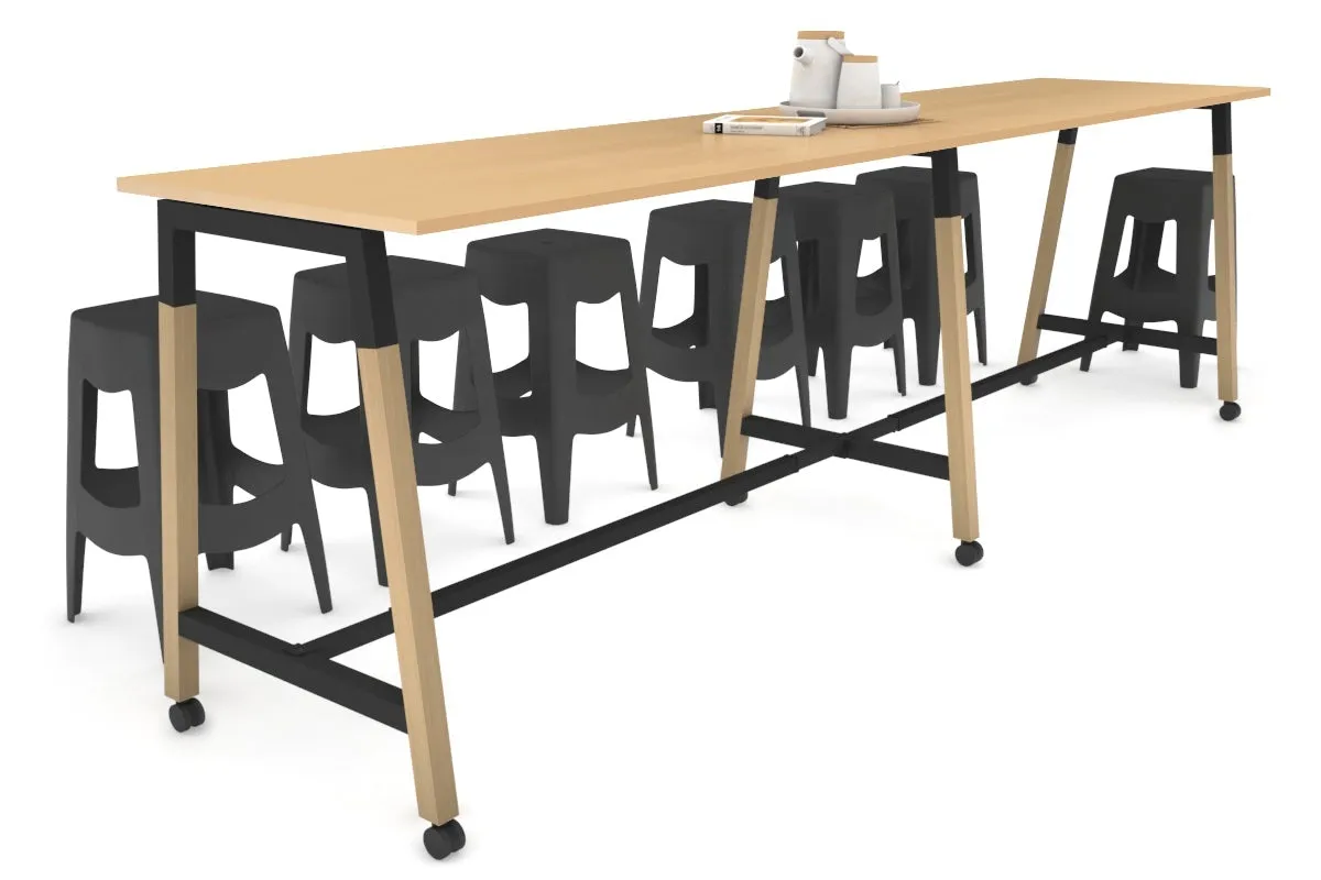 Quadro A Legs Large Counter Table - Wood Legs Cross Beam [3200L x 700W]