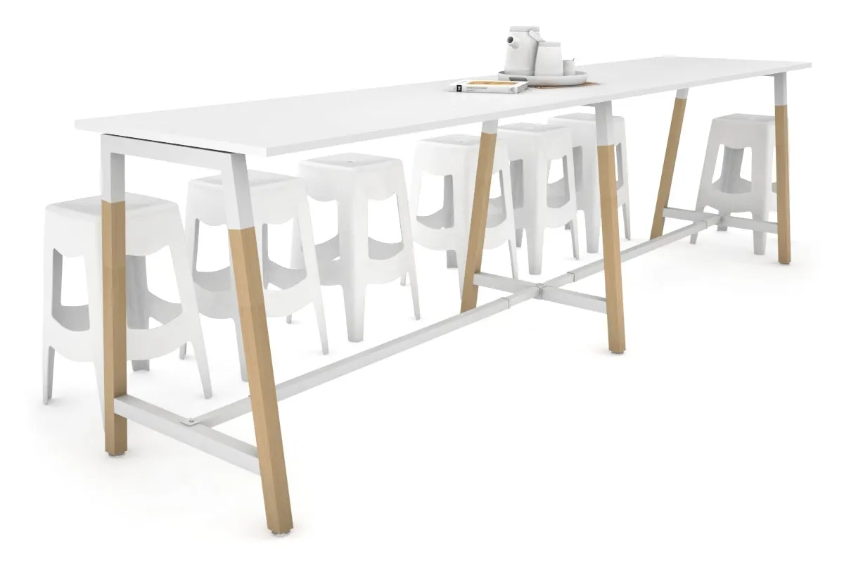 Quadro A Legs Large Counter Table - Wood Legs Cross Beam [3200L x 700W]