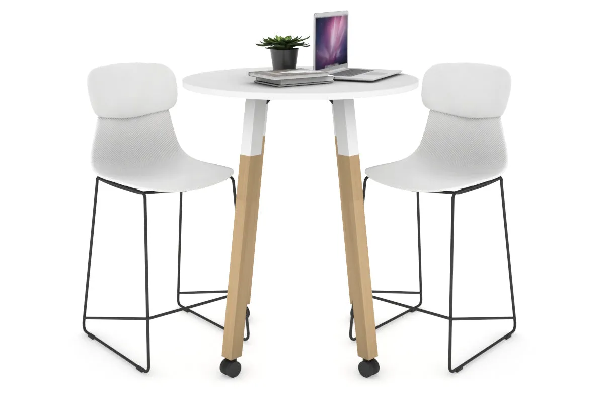 Quadro Counter Wood Legs Round Table [700 mm]