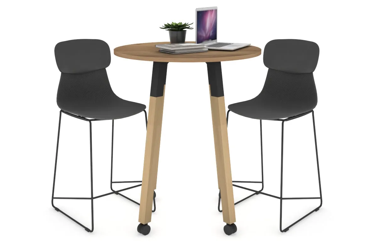 Quadro Counter Wood Legs Round Table [700 mm]