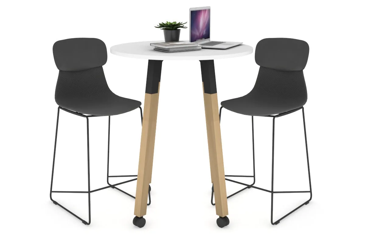 Quadro Counter Wood Legs Round Table [700 mm]