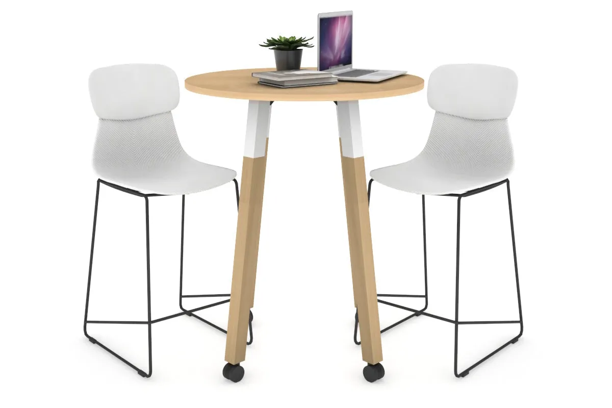 Quadro Counter Wood Legs Round Table [700 mm]