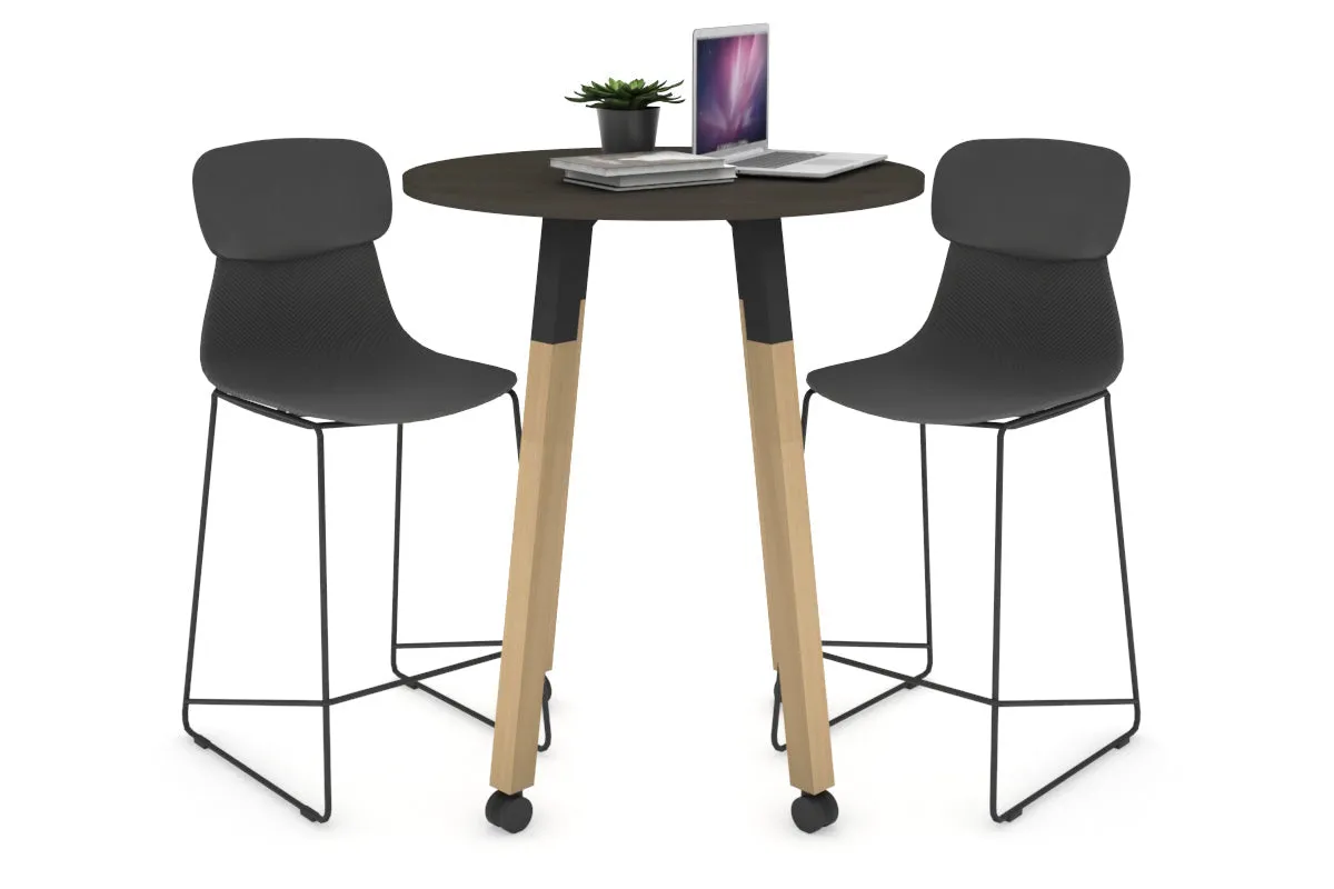 Quadro Counter Wood Legs Round Table [700 mm]