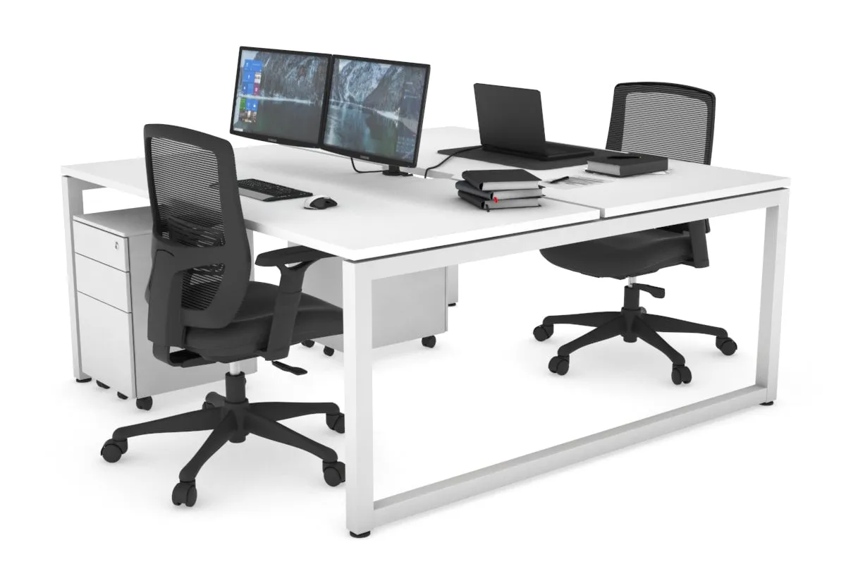 Quadro Loop Legs 2 Person Office Workstation [1800L x 800W with Cable Scallop]