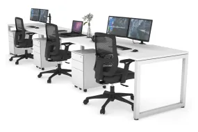 Quadro Loop Legs 3 Person Run Office Workstation [1200L x 800W with Cable Scallop]