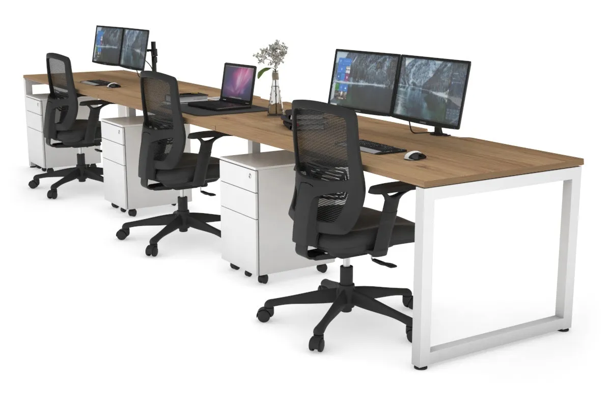 Quadro Loop Legs 3 Person Run Office Workstation [1200L x 800W with Cable Scallop]